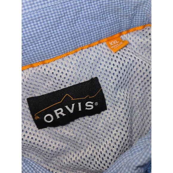 Orvis Mens Blue Gingham Short Sleeve Fishing Shirt XXL Button-Down Mesh Lining - Picture 5 of 9